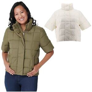 🆕 CENTIGRADE Quilted Elbow-Sleeve
Puffer Jacket White Short Sleeve Jacket L